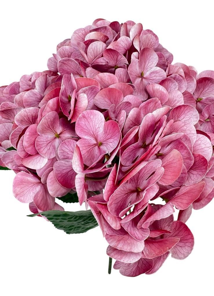 Yapay Çiçek Islak Ortanca Çiçeği Pembe Koyu 45cm 5Dal Islak Gerçeksi Dokulu 