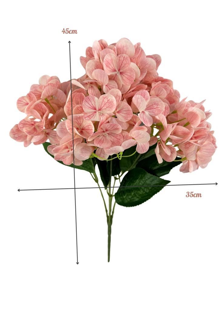 Yapay Çiçek Islak Ortanca Çiçeği Pudra Desenli Model 45cm 5Dal Islak Gerçeksi Dokulu