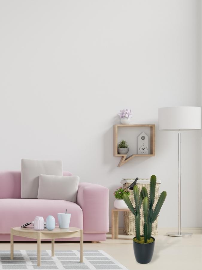 Yapay Çiçek Kaktüs Ağacı 3Köşeli 3Boy Siyah Saksıda 70*30cm sk4020