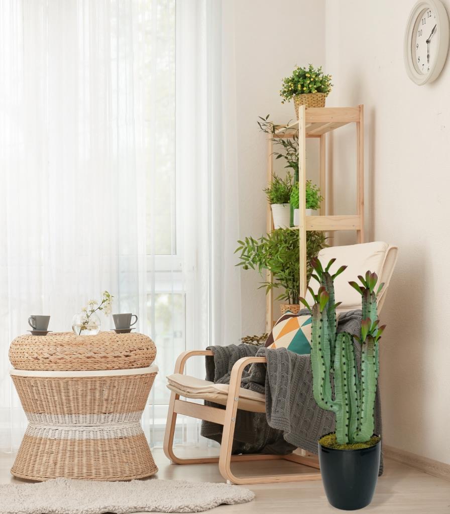 Yapay Çiçek Kaktüs Ağacı 4kollu Kızıl Yapraklı 70*22cm 4027