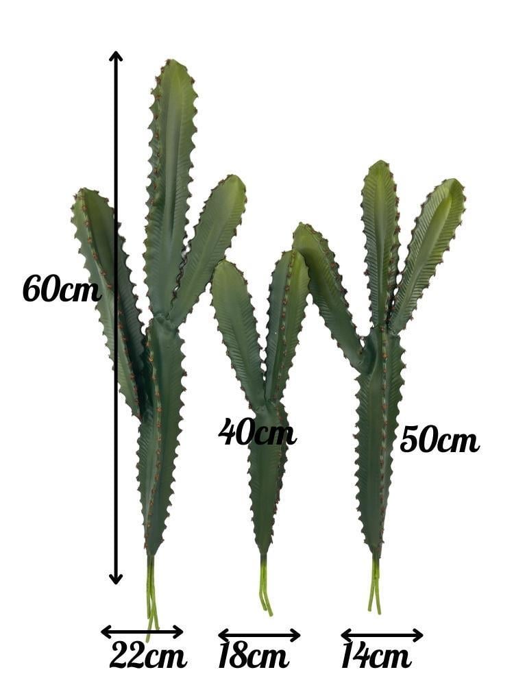 Yapay Çiçek Kaktüs Ağacı 60cm 3Köşeli 3Boy Set sk4020