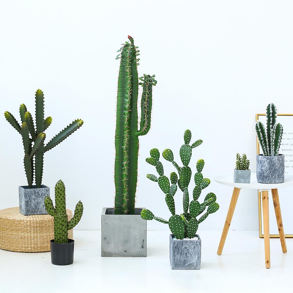 Yapay Çiçek Kaktüs Ağacı 60cm 3Köşeli 3Boy Set sk4020