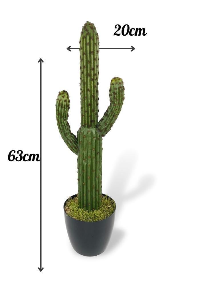 Yapay Çiçek Kaktüs Ağacı Koyuyeşil 2li Set 3Kollu Siyah Saksıda sk4022