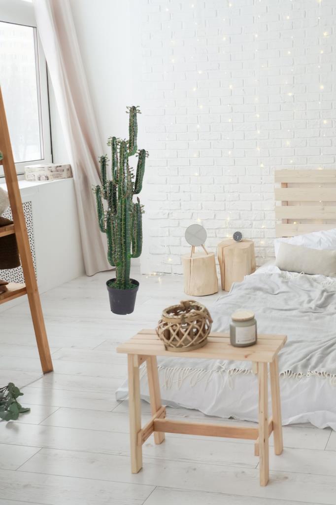 Yapay Çiçek Kaktüs Ağacı Siyah Saksıda 145*37cm 10 Kollu