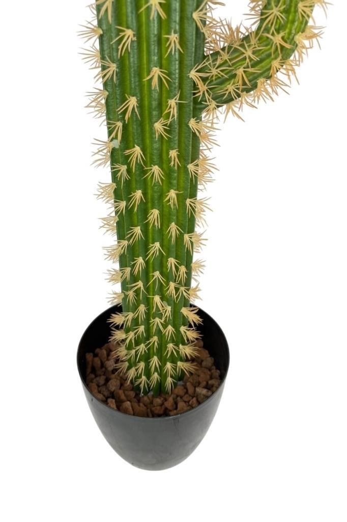 Yapay Çiçek Kaktüs Siyah Saksıda 3Kollu 90*25cm Cactüs