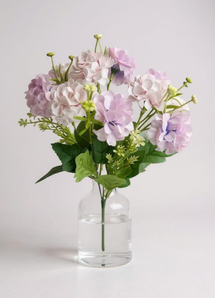 Yapay Çiçek Kartopu Krizantem Lila 5Dallı 10toplu Demet 30cm