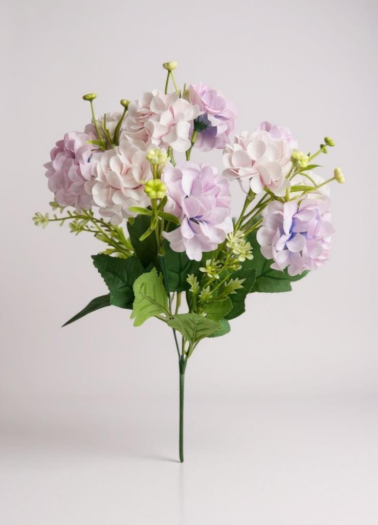 Yapay Çiçek Kartopu Krizantem Lila 5Dallı 10toplu Demet 30cm