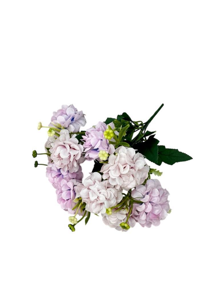 Yapay Çiçek Kartopu Krizantem Lila 5Dallı 10toplu Demet 30cm