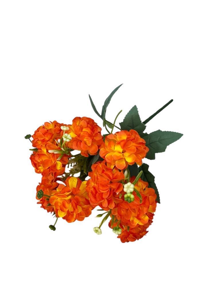 Yapay Çiçek Kartopu Krizantem Turuncu Somon 5Dallı 10toplu Demet 30cm