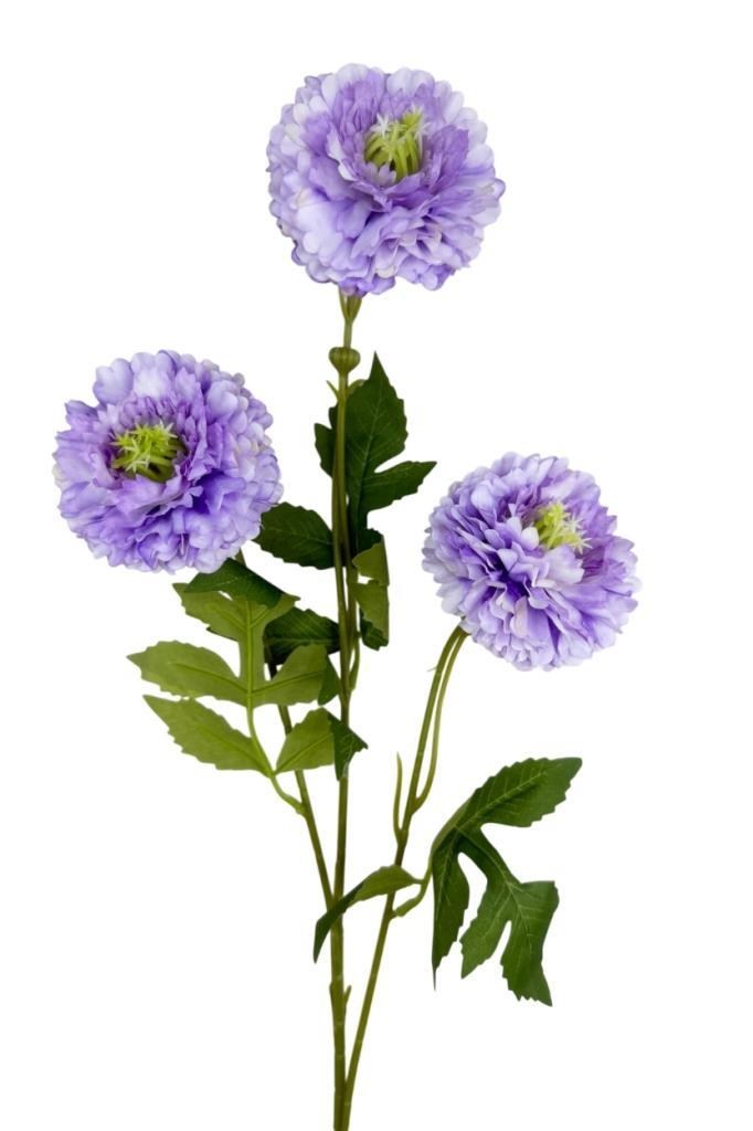 Yapay Çiçek Kasımpatı LİLA Uzun Dal 3 Çiçekli 77Cm