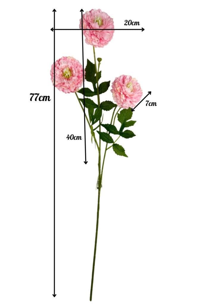Yapay Çiçek Kasımpatı PEMBE Uzun Dal 3 Çiçekli 77Cm
