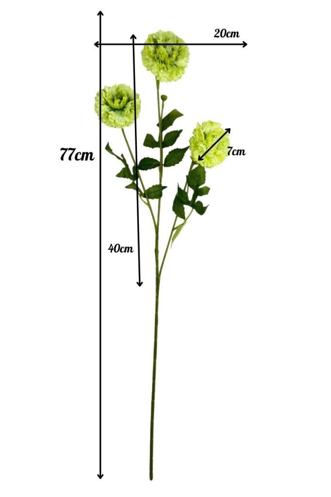 Yapay Çiçek Kasımpatı YEŞİL Uzun Dal 3 Çiçekli 77Cm