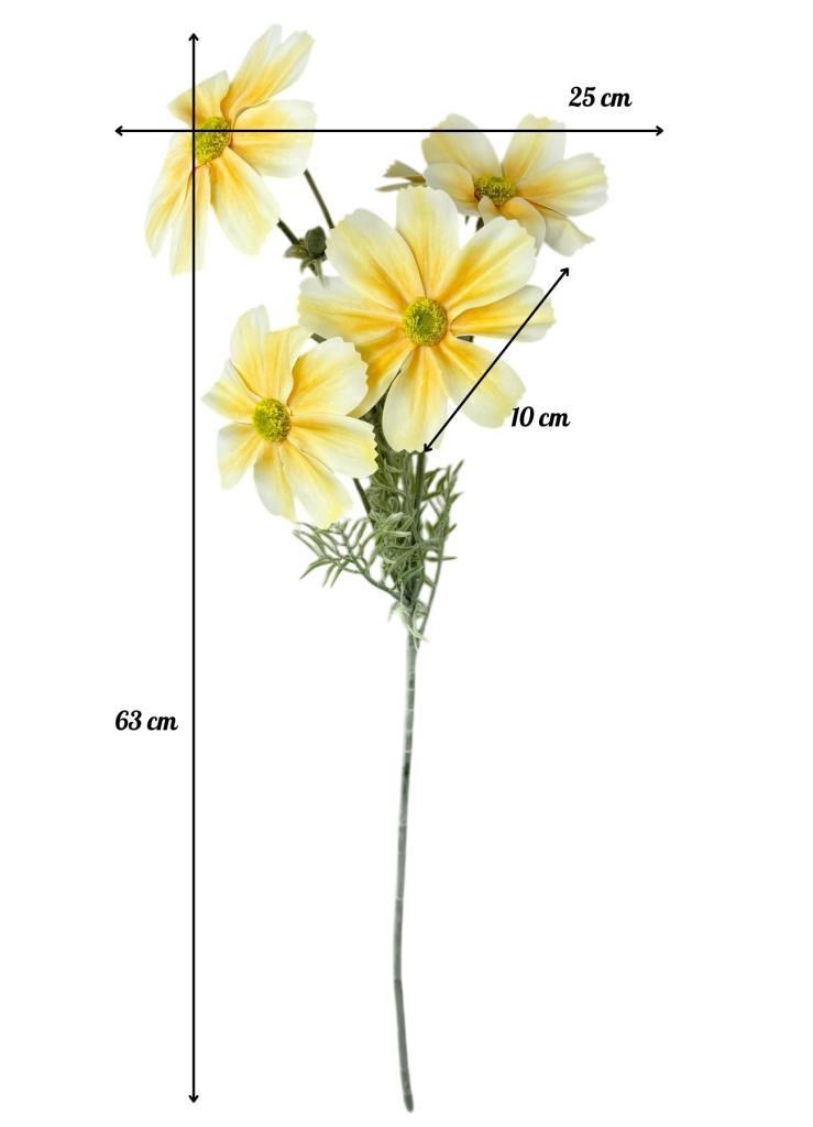 Yapay Çiçek Kavuniçi Papatya 4Çiçekli Uzun Dal 63cm Gerçeksi Doku