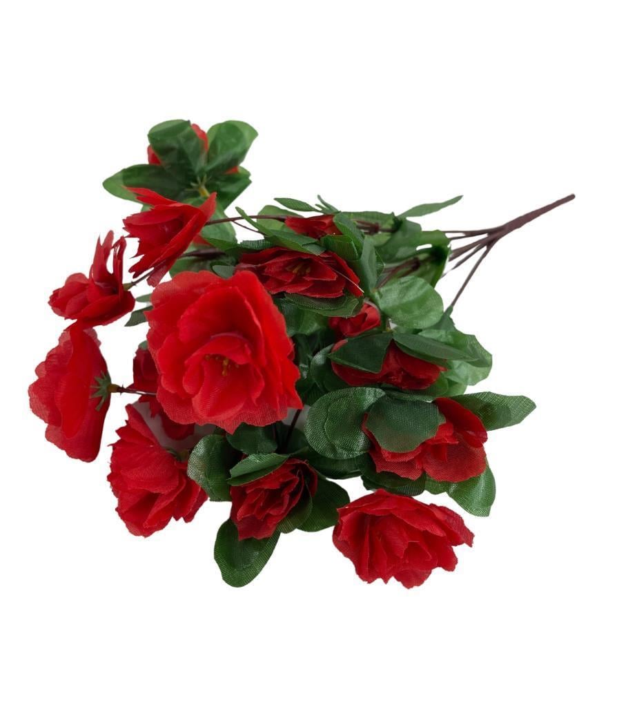 Yapay Çiçek Kırmızı Açelya Demeti 7 Dallı 33*20cm