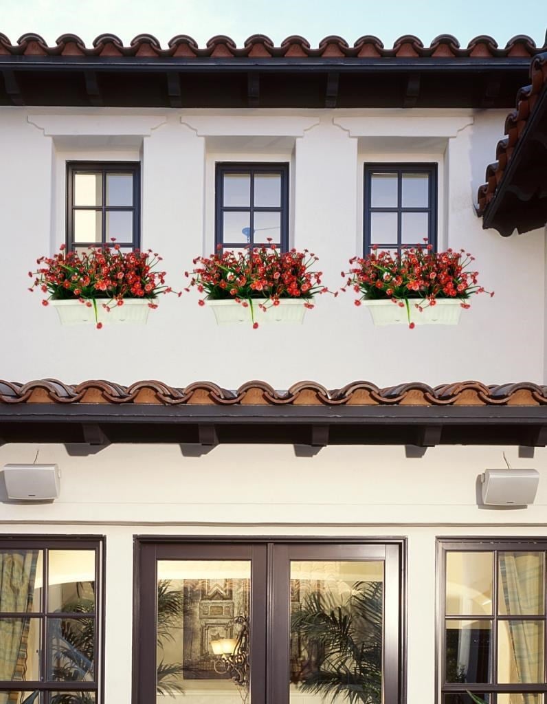 Yapay Çiçek Kırmızı Papatya Küpeşte Askılı Saksıda Balkon Çiçeği Çiçek Sepeti