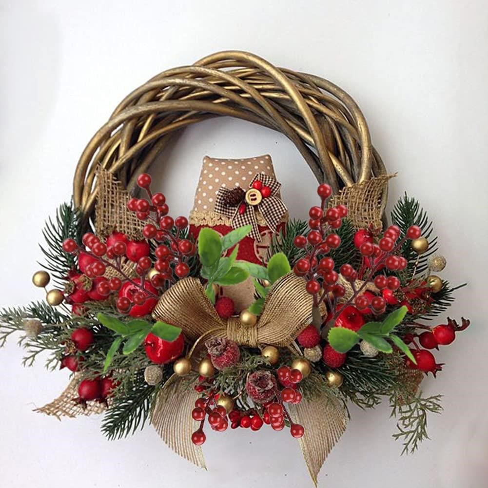 Yapay Çiçek Kokina 3 Dal lı Demet 20*15cm Yılbaşı Çiçeği Red Berry 