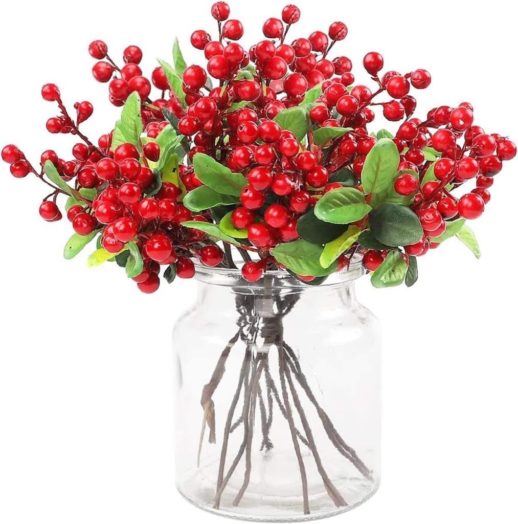 Yapay Çiçek Kokina 3 Dal lı Demet 20*15cm Yılbaşı Çiçeği Red Berry 