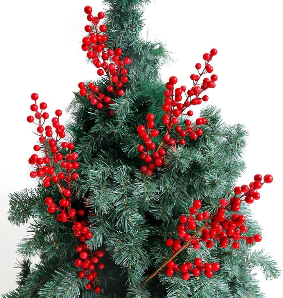 Yapay Çiçek Kokina Uzun Dal 63cm Yılbaşı Çiçeği Red Berry