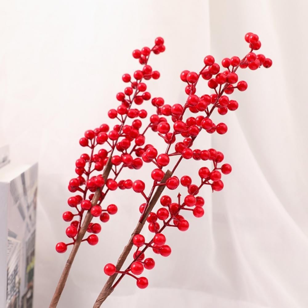 Yapay Çiçek Kokina Uzun Dal 63cm Yılbaşı Çiçeği Red Berry
