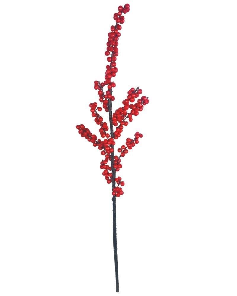 Yapay Çiçek Kokina Uzun Dal 90cm Yılbaşı Çiçeği Red Berry