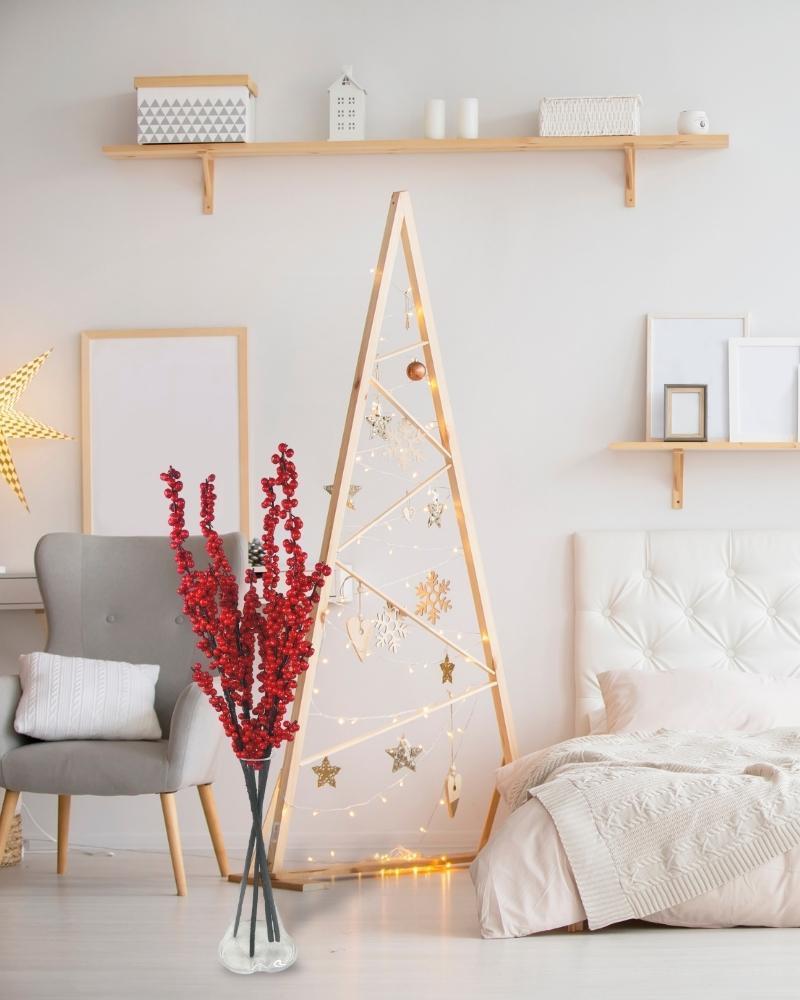 Yapay Çiçek Kokina Uzun Dal 90cm Yılbaşı Çiçeği Red Berry