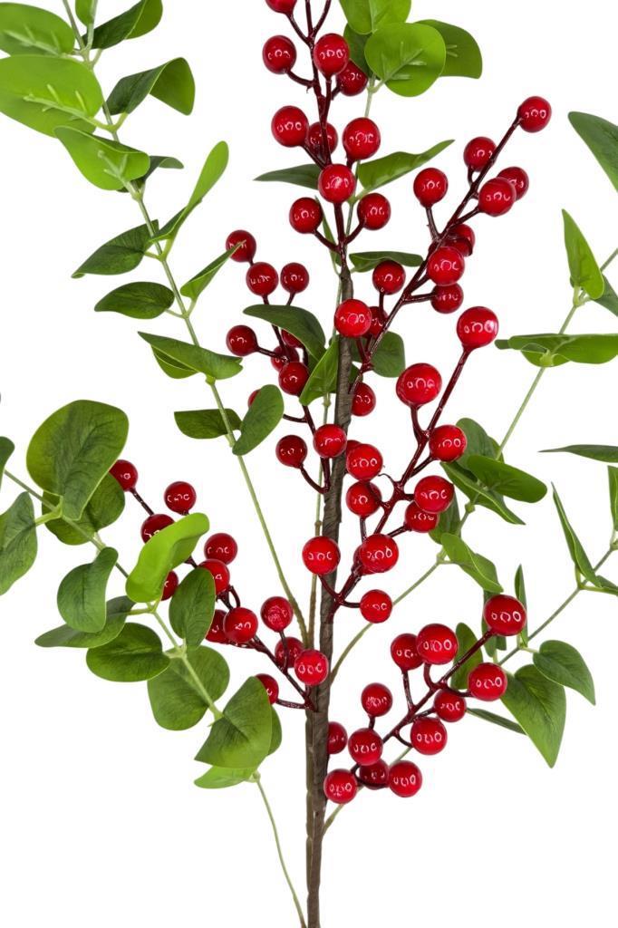 Yapay Çiçek Kokina Ve Yeşil Okaliptus 90cm Uzun Dal Eucalyptus