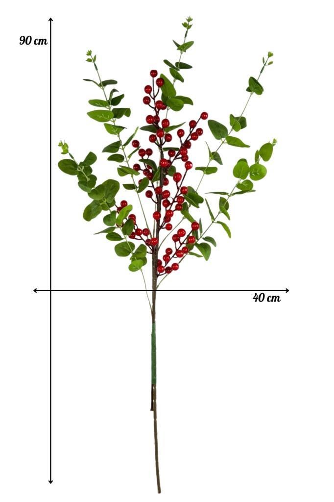 Yapay Çiçek Kokina Ve Yeşil Okaliptus 90cm Uzun Dal Eucalyptus