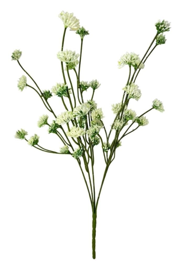 Yapay Çiçek Kraliçe Dalı YeşilBeyaz 40cm Demet Garnitür Aradal Dekoratif Yapay Bitki