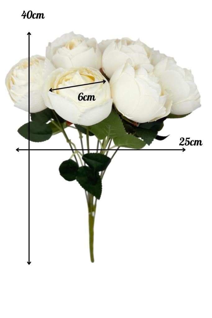 Yapay Çiçek Krem 9lu Şakayık Demeti Buket 40*25cm