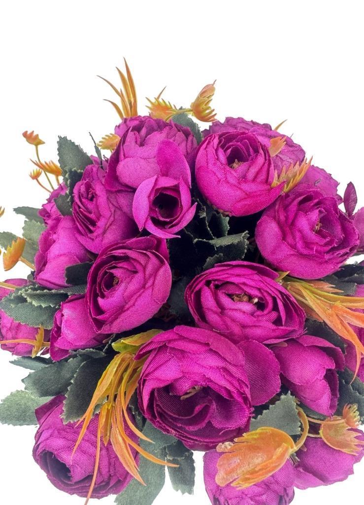 Yapay Çiçek Krem Antik Saksıda Mor Erengül 23cm