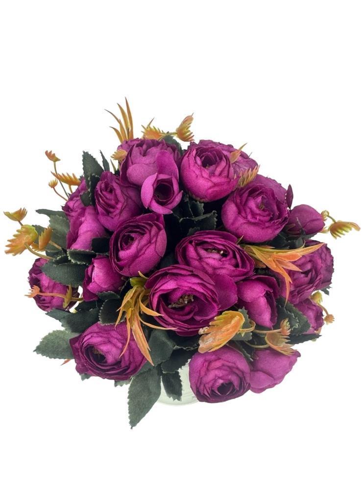 Yapay Çiçek Krem Antik Saksıda Mor Erengül 23cm