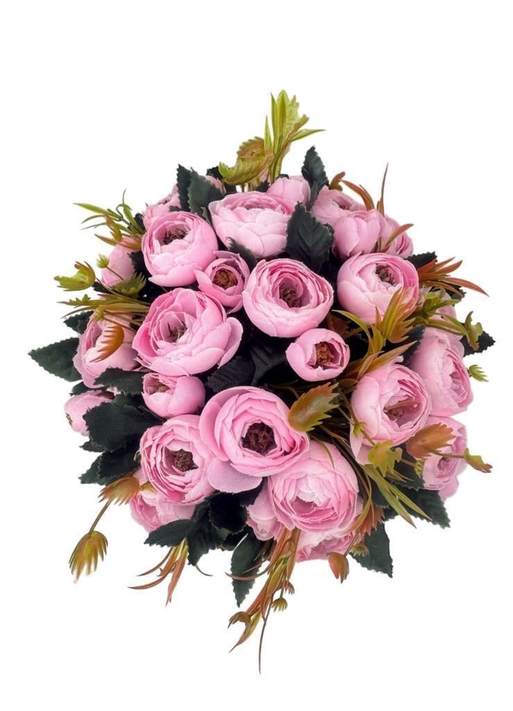 Yapay Çiçek Krem Antik Saksıda Pembe Erengül 23cm