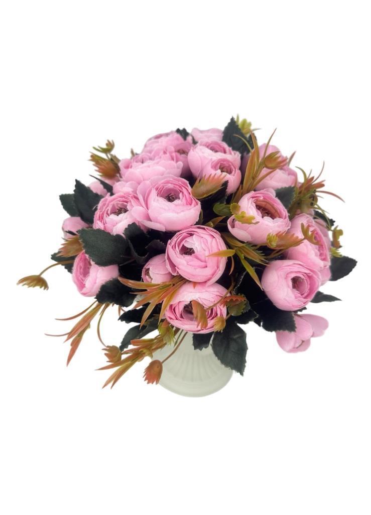 Yapay Çiçek Krem Antik Saksıda Pembe Erengül 23cm