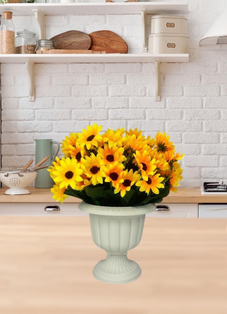 Yapay Çiçek Krem Antik Saksıda Sarı Papatya 23cm