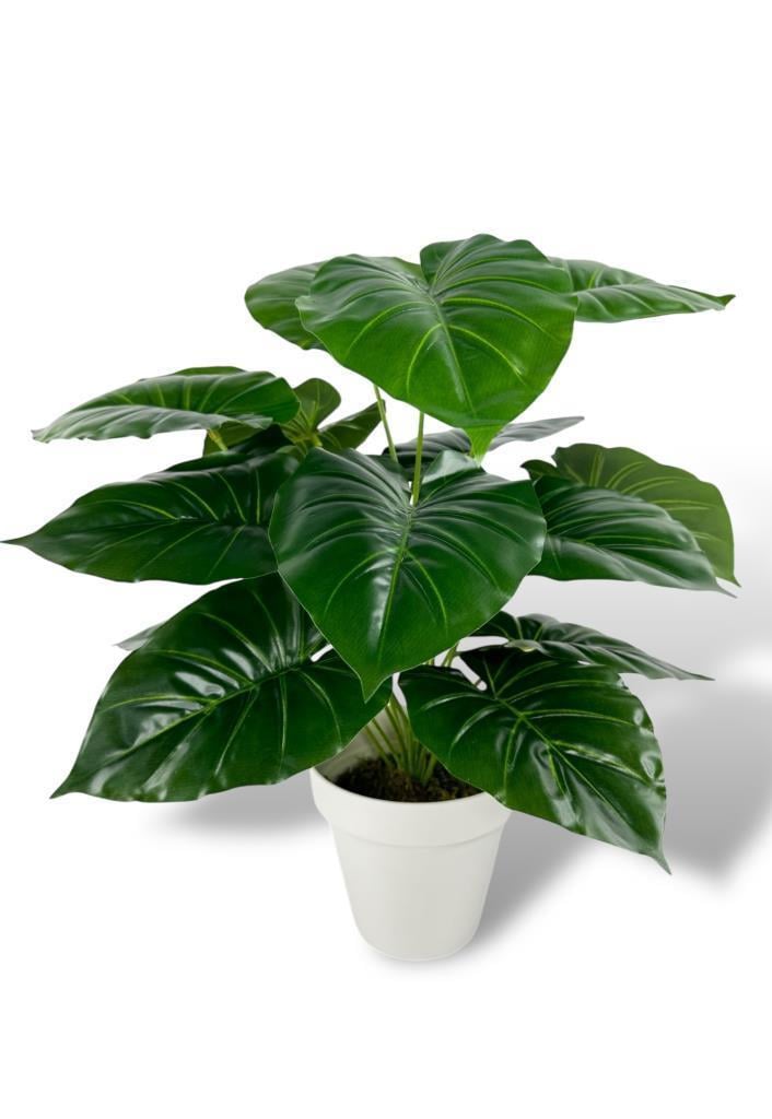 Yapay Çiçek Krem Saksıda Pothos Yeşil Doğal Dokulu 18Dal 50cm Salon Çiçeği Yapay Bitki