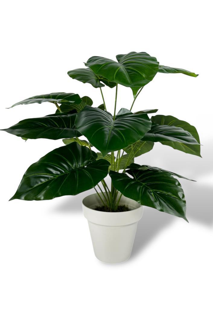 Yapay Çiçek Krem Saksıda Pothos Yeşil Doğal Dokulu 18Dal 50cm Salon Çiçeği Yapay Bitki