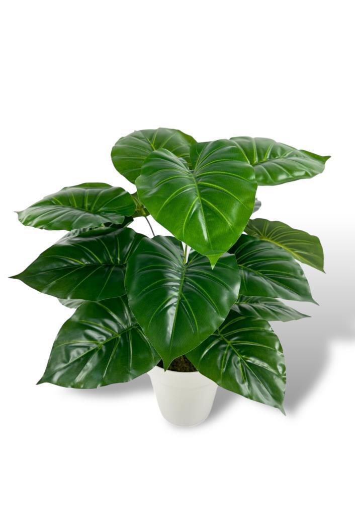 Yapay Çiçek Krem Saksıda Pothos Yeşil Doğal Dokulu 18Dal 50cm Salon Çiçeği Yapay Bitki