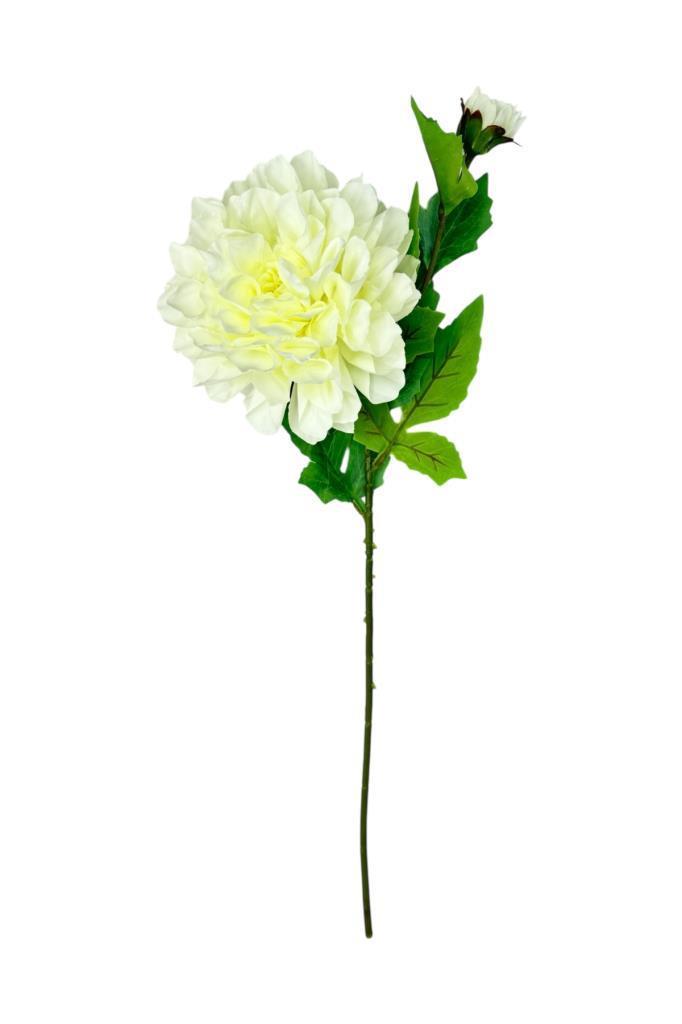 Yapay Çiçek Krizantem Beyaz Tek Dal Tomurcuklu 65*17cm Kumaş Çiçek Uzun Dal