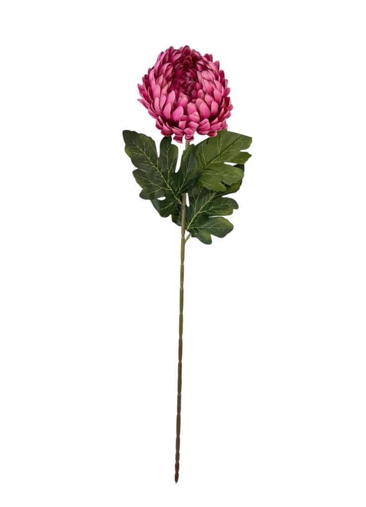 Yapay Çiçek Krizantem Fuşya 90cm Tek Dal Kumaş Çiçek Uzun Dal