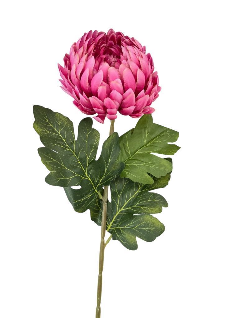 Yapay Çiçek Krizantem Fuşya 90cm Tek Dal Kumaş Çiçek Uzun Dal