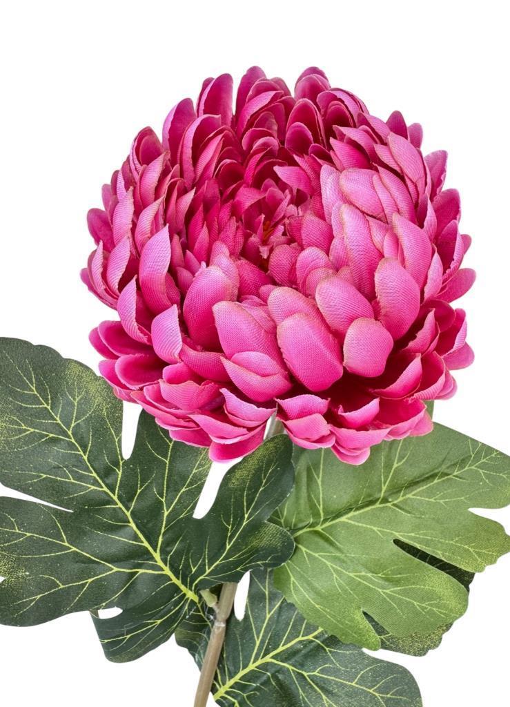 Yapay Çiçek Krizantem Fuşya 90cm Tek Dal Kumaş Çiçek Uzun Dal