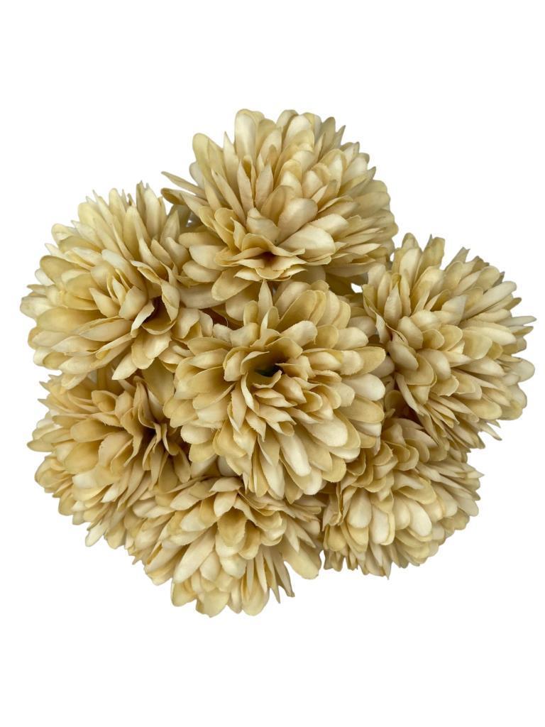 Yapay Çiçek Krizantem Kartopu Cappucino Rengi Renk 7 Ayrı Tek Dal Demet