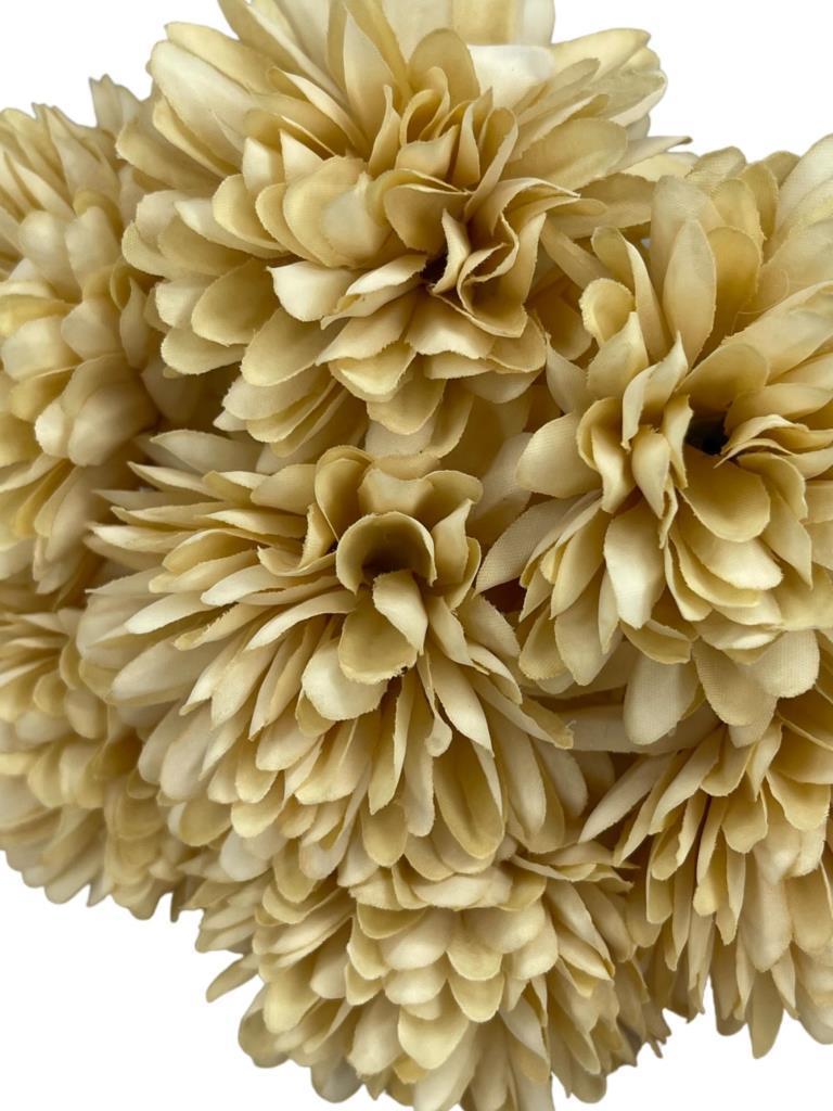 Yapay Çiçek Krizantem Kartopu Cappucino Rengi Renk 7 Ayrı Tek Dal Demet