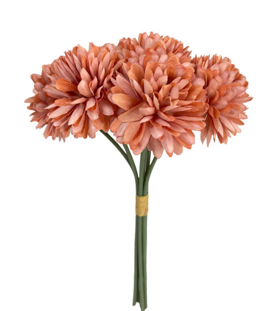 Yapay Çiçek Krizantem Kartopu Gül Kurusu 7 Ayrı Tek Dal Demet