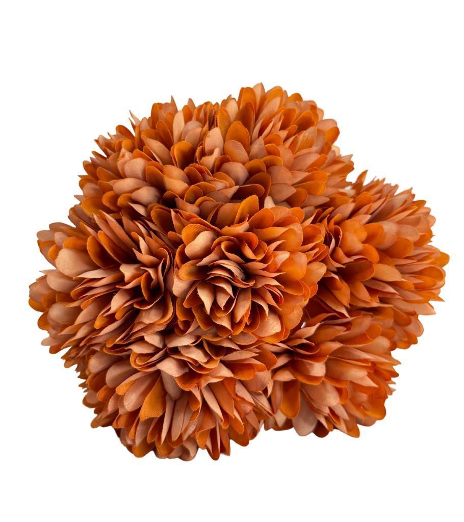 Yapay Çiçek Krizantem Kartopu Kahverengi 7 Ayrı Tek Dal Demet