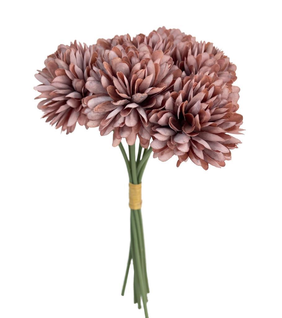 Yapay Çiçek Krizantem Kartopu Pastel Mor Renk 7 Ayrı Tek Dal Demet