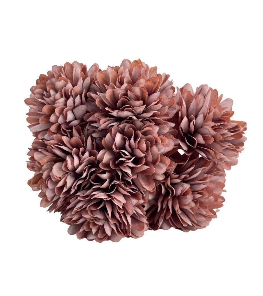 Yapay Çiçek Krizantem Kartopu Pastel Mor Renk 7 Ayrı Tek Dal Demet