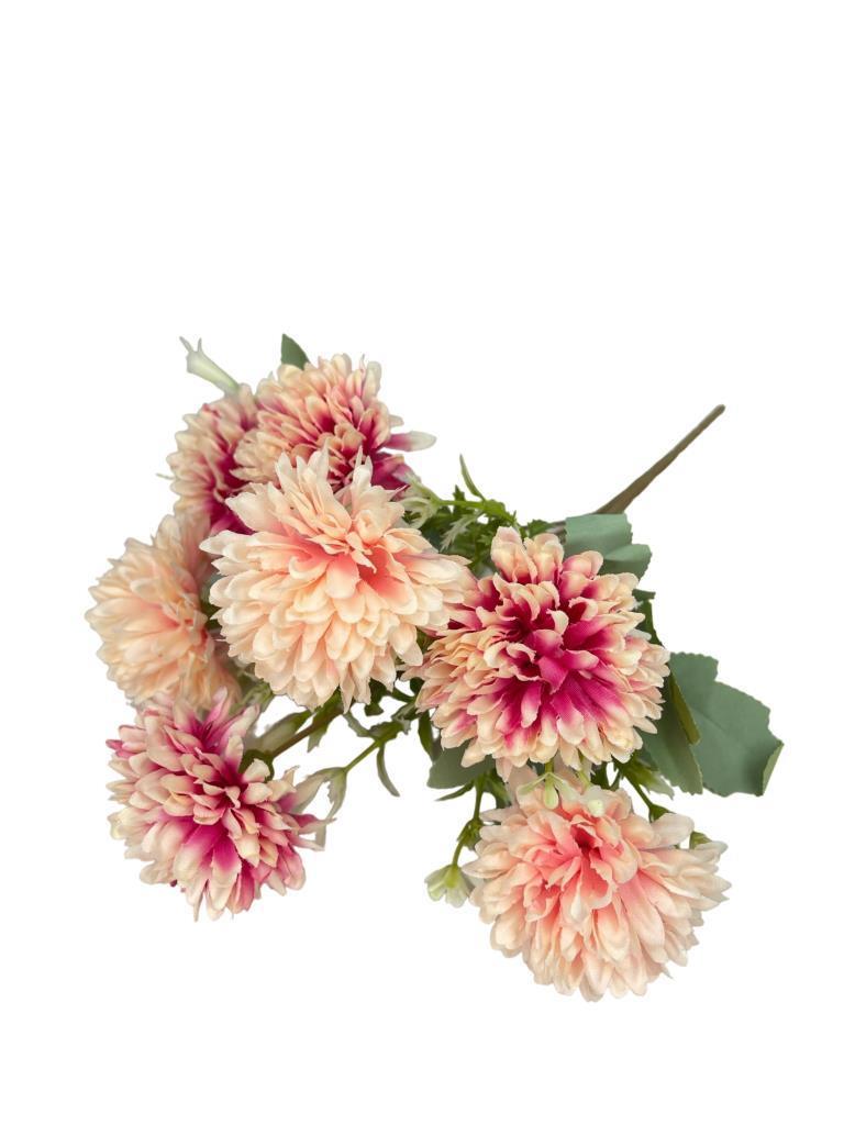 Yapay Çiçek Krizantem Kartopu Pembe Cipsolu Demet