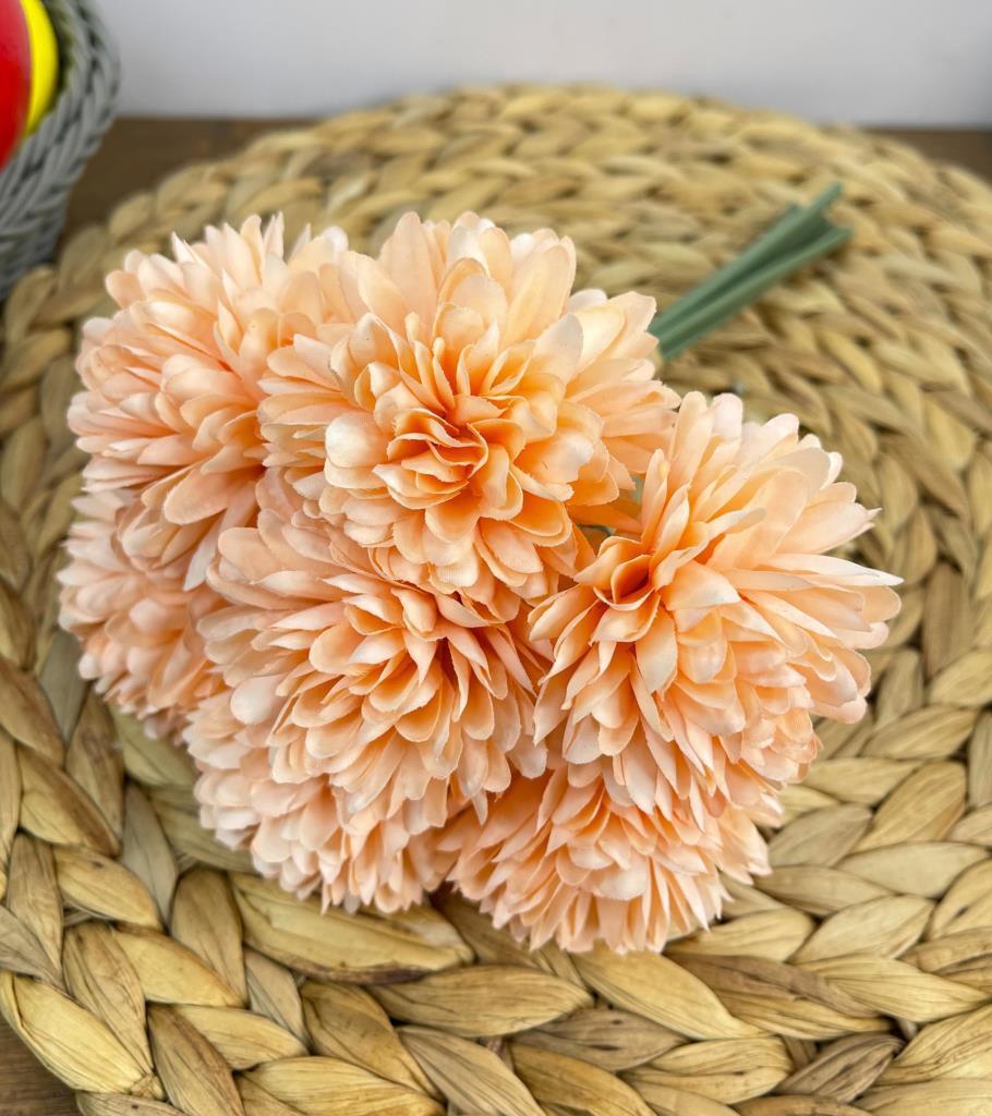 Yapay Çiçek Krizantem Kartopu Şampanya 7 Ayrı Tek Dal Demet