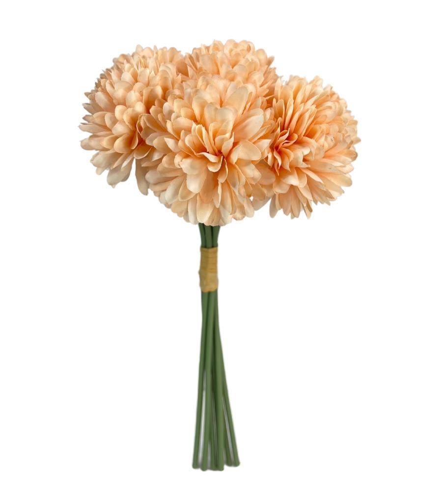 Yapay Çiçek Krizantem Kartopu Şampanya 7 Ayrı Tek Dal Demet